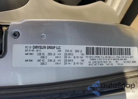 2012 Chrysler Town & Country Touring из США, поврежденный, VIN 2C4RC1BG7CR170574